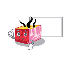 Humorous skin cartoon design Thumbs up bring a white board