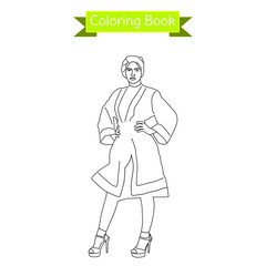 coloring book woman hijab in fashion