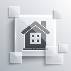 Grey House icon isolated on grey background. Home symbol. Square glass panels. Vector