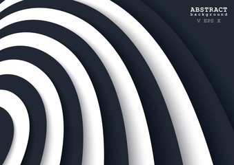 Abstract background in cutout paper style. Dynamic 3D design of curved stripes. Black and white vector cover.