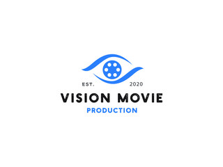 eye illustration with movie cinema film rell logo, universal global symbol