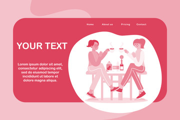 People Sit at Cafeteria Table Drink Tea Talk Set