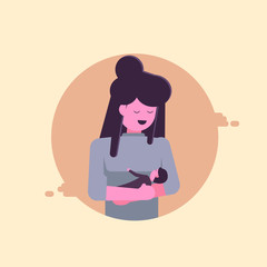 Mother holding baby son In arms, Happy Mother's Day, Greeting card, Vector illustration