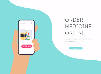 Person buying the pills online with the smartphone. Ordering medicines online.