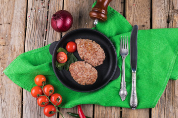 Grilled beef cutlet and vegetables