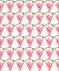 Watercolor illustration. Background. Watermelon, Strawberry, Cherry