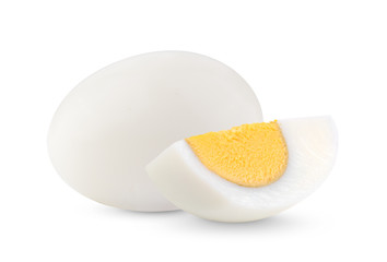 boiled egg on white background full depth of field