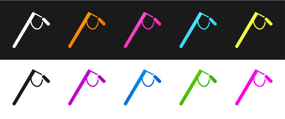 Set Microphone icon isolated on black and white background. On air radio mic microphone. Speaker sign. Vector