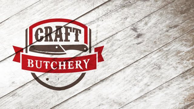 high quality protein cattle skill killing retailer sign with butcher knife on wood floor scene