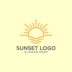 outline sunset logo vector