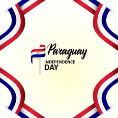 Paraguay Independence Day Banner With Flag Illustration