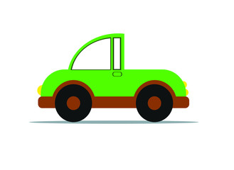 green car, vector flat illustration