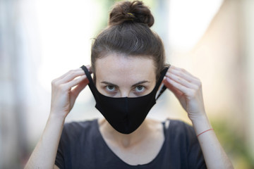 coronavirus mask and woman portrait