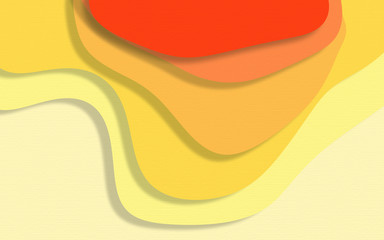 Abstract red orange and yellow paper cut shapes gradient background.paper art style textured with wavy layers 3D render.for background wallpaper and Business template.
