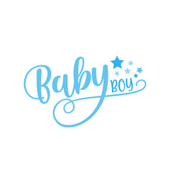 Fototapeta na wymiar Baby Boy calligraphy with stars. Good for greeting card, textile print, Room decoration, Baby Shower design.