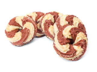 Group of fresh spiral cookies isolated