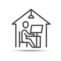 Work From Home, Line Outline Single Icon. Editable Stroke. Vector Illustration EPS 10.