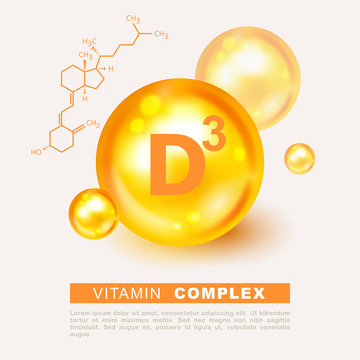 Vitamin gold shining pill capsule icon. Vitamin D3. Cholecalciferol vitamin drop pill capsule. Shining golden essence droplet. Beauty treatment nutrition skin care design. Сholecalciferol. Vitamin D3