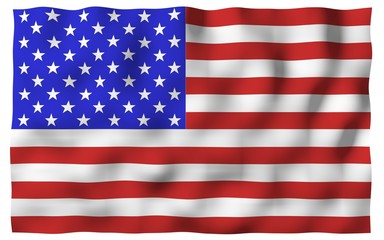Fototapeta premium Waving flag of the United States of America. Stars and Stripes. State symbol of the USA. 3D illustration