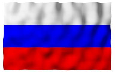 Waving flag of the Russian Federation. The National. State symbol of the Russia. 3D illustration
