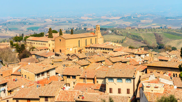 Beautiful view of small town Fiesole in Italy, Tuscany, Europe