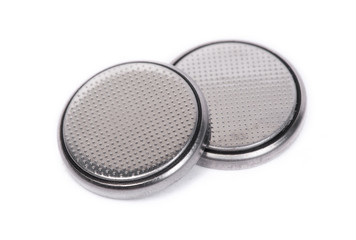 Flat lithium round button cell battery isolated