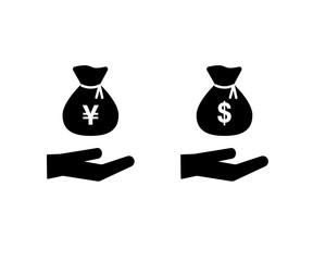 お金のアイコンのセット／紙幣／硬貨／経済