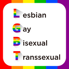 Flag with embossed LGBT text.