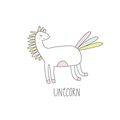 Cute cartoon character unicorn. Print for Baby Shower