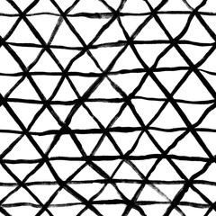 Simple black and white stripes triangle, abstraction, alternation. Hand illustration, dry brush. Scandinavian style, design for wallpaper, fabric, textile.