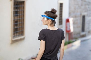 coronavirus mask and woman portrait