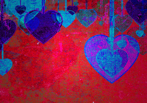 hearts on grunge background