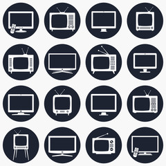 Tv icons in flat style
