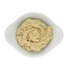 artichokes paste in a white bowl