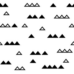 Seamless pattern. Black triangles on white background. Vector illustration.