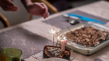 Naklejka na ściany i meble Isolated close up of a home made birthday cake- Israel