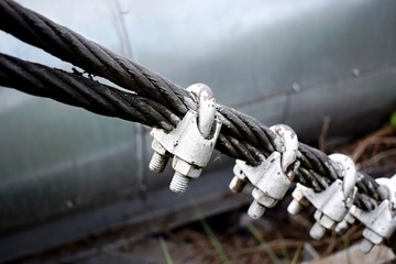 Steel bolts. Steel rope