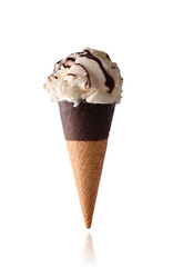 Ice cream cone flavored cream isolated white