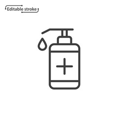 Hand sanitizer line vector icon. Editable stroke.