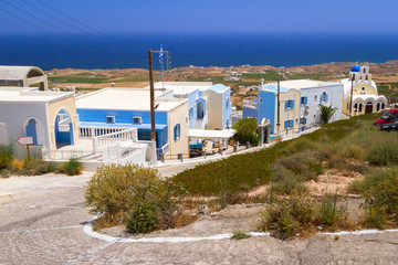 White architecture of Fira town on Santorini island, Greece