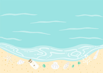 貝殻のあるビーチ　海と砂浜