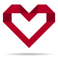 Heart Origami Paper figure for Valentines Day icon symbol of love