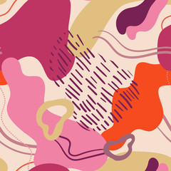 Obraz premium Creative colorful background with abstract patterns. Design for prints, posters, postcards, etc. Vector illustration. Seamless pattern