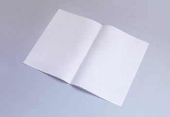 Blank portrait A4, US-Letter, brochure or magazine isolated on gray background