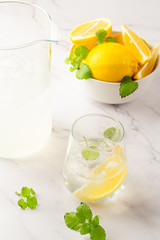 fresh lemonade with mint and lemon