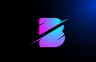 B pink blue alphabet letter logo icon for company and business with sliced design