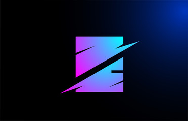 E pink blue alphabet letter logo icon for company and business with sliced design