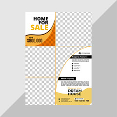 Real Estate Business Flyer Simple Layout with Yellow and Blue Accent
