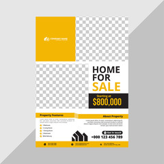 Real Estate Business Flyer Simple Layout with Yellow and Blue Accent