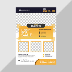 Real Estate Business Flyer Simple Layout with Yellow and Blue Accent